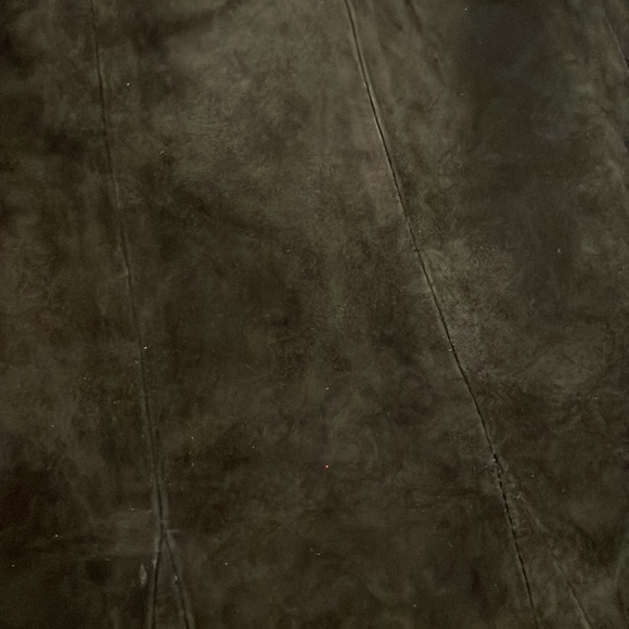 Spiegal Leather Suede Knee Length A-line Black Skirt Size 10 - Picture 5 of 11